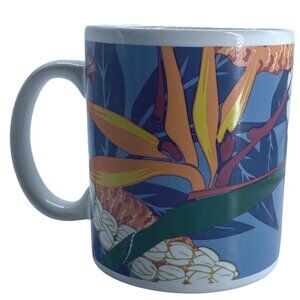 Vtg 1999 Hilo Hattie Ceramic Mug‎ With Tropical Flower Design Hawaiian